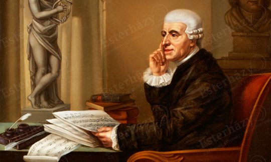 Ein Bild von Joseph Haydn am Schreibtisch.