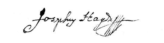 Die Unterschrift von Joseph Haydn.