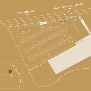 Karte Parkplätze für Adventmarkt auf Burg Forchtenstein