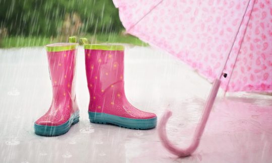 Rosa Gummistiefel Schlechtwetterprogramm