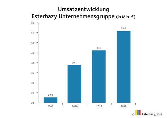 Säulendiagramm zur Umsatzentwicklung